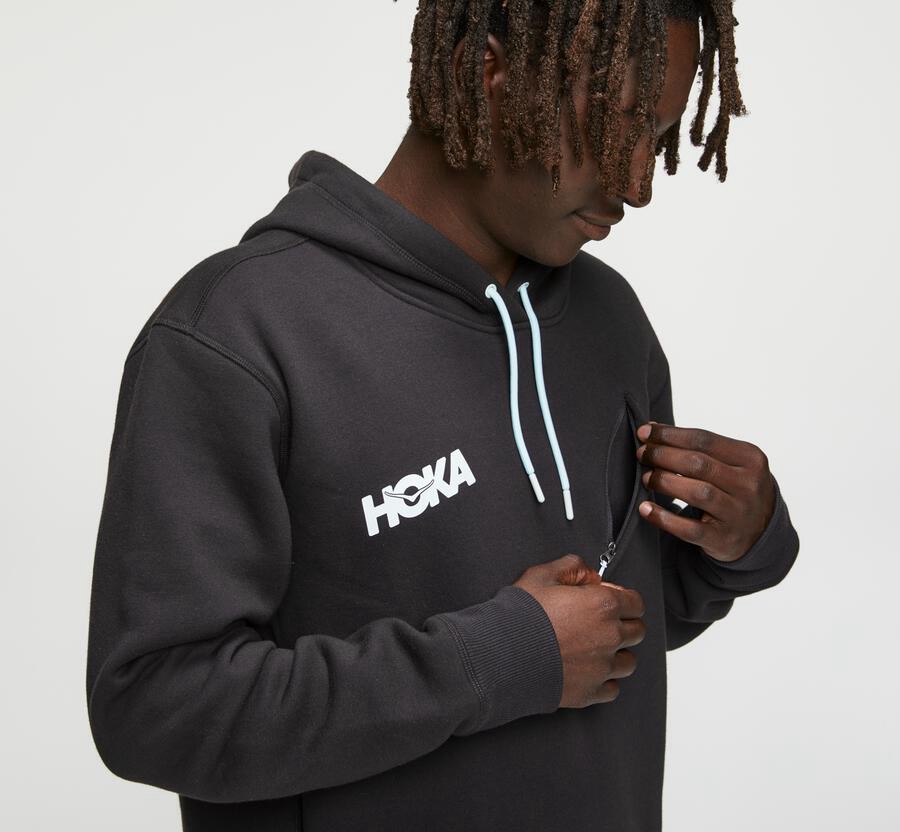 Hoodie Mens - Hoka One One Performance - Black - QGJKHET-39